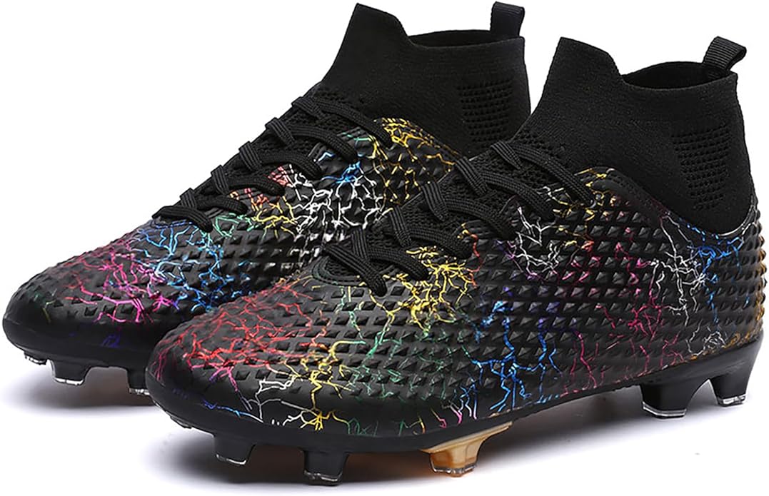 Men's Soccer Shoes High-Top Soccer Cleats Outdoor Breathable Athletic Professional Spikes Youth Boys Football Shoes Unisex