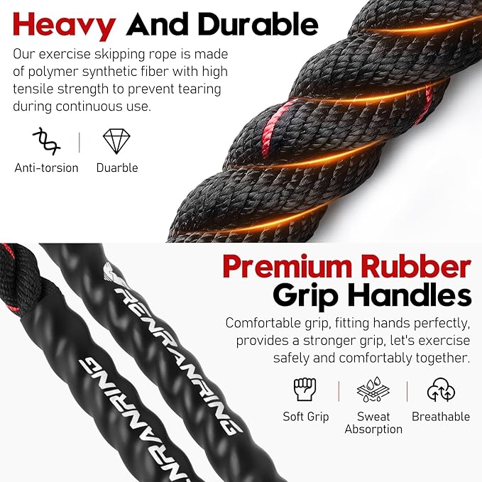 Weighted Jump Rope for Men and Women, 3lb 4lb 5lb Adult Heavy Skipping Rope, Jumprope for Fitness,Workout Equipment, Fitness Equipment for Home Gym Exercise,Improve Strength and Building Muscle