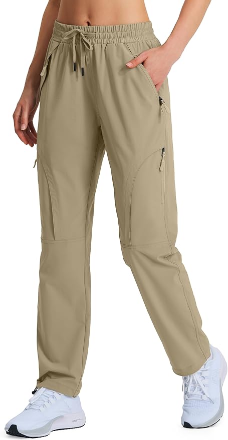Women's Hiking Pants Quick Dry Lightweight Cargo Pants UPF 50 Water Resistant Zipper Pockets for Golf Travel Work Camping