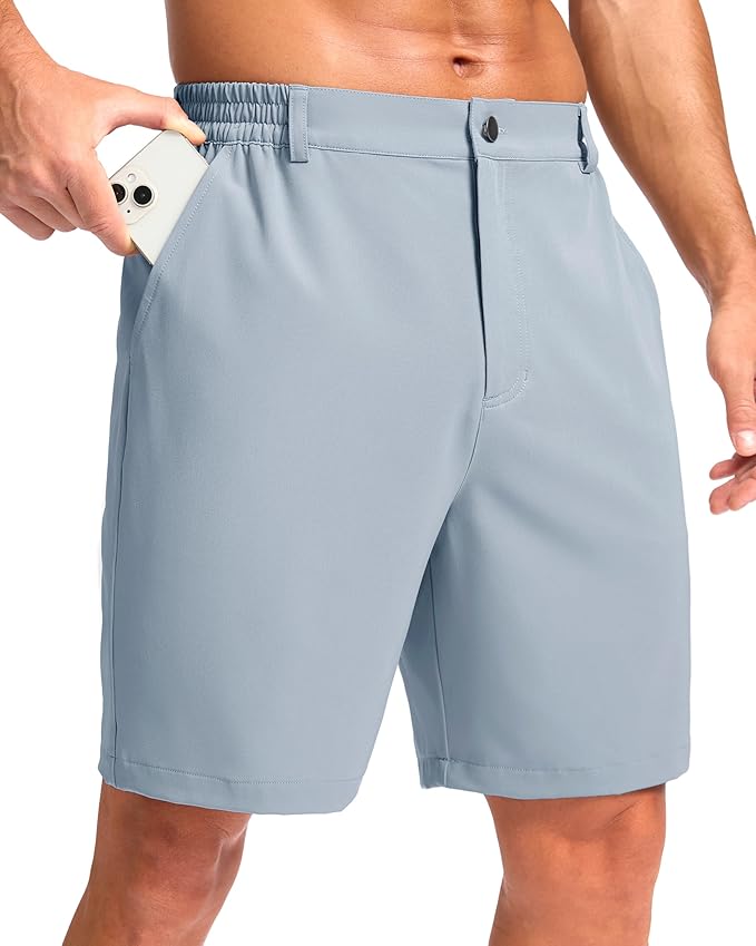 Pudolla Men's Casual Shorts 7"/9" Lightweight Golf Shorts with 3 Pockets Stretch Quick Dry Comfy Work Shorts