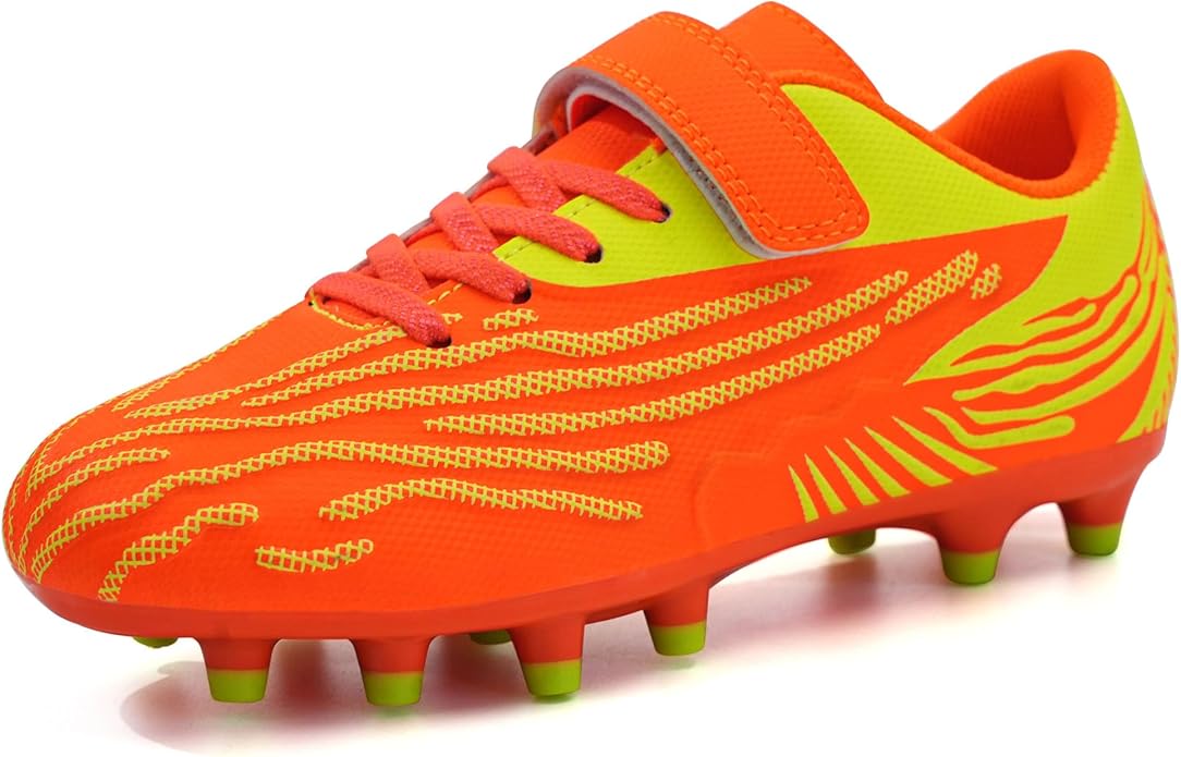 brooman Kids Firm Ground Soccer Cleats Boys Girls Athletic Football Shoes