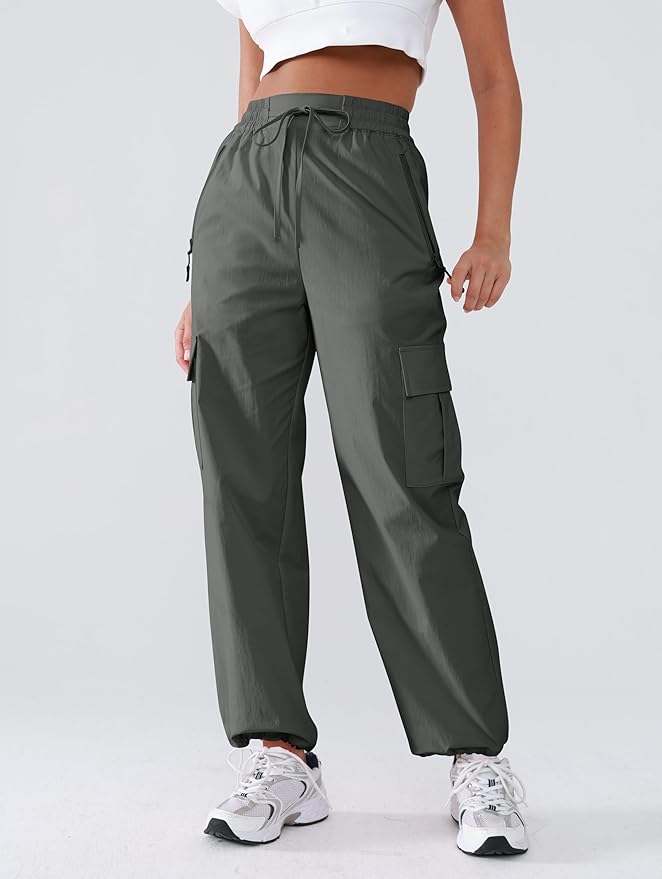 Hiking Pants Women Lightweight Cargo Pants Quick Dry Water Resistant Outdoor Travel Pants with Zipper Pockets