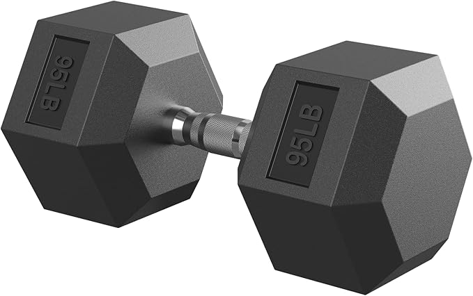 Hex Dumbbell 40-125 lb, Rubber Encased Exercise & Fitness Dumbbells, Hand Weight for Strength Training