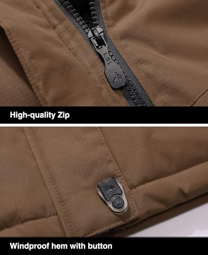 MAGCOMSEN Men's Winter Coats Water Resistant Ski Snow Jacket Warm Fleece Jacket Parka Raincoats With Multi-Pockets