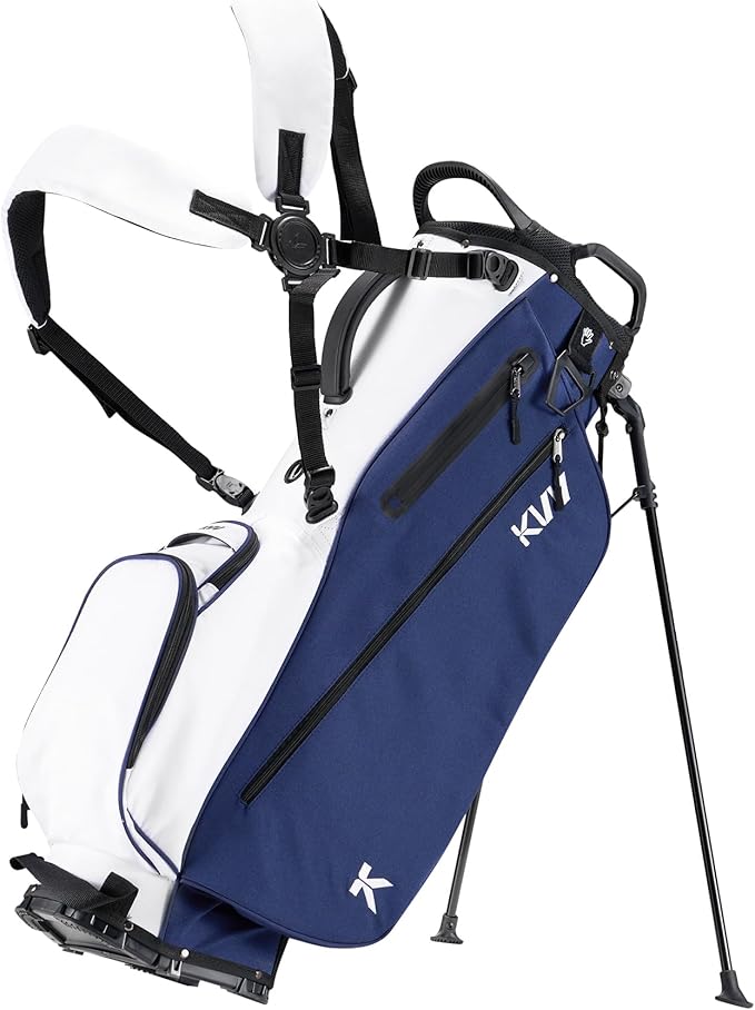 KVV Lightweight Golf Stand Bag with 7 Way Full-Length Dividers, 5 Zippered Pockets, Automatically Adjustable Dual Straps，Elegant Design