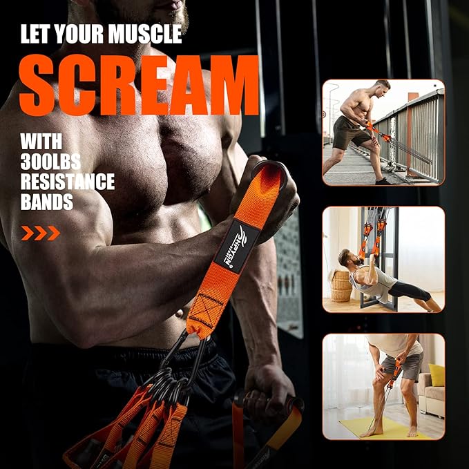 HPYGN Resistance Bands, Heavy Exercise Bands with Handles, Fitness Bands for Working Out, Workout Bands for Men, Weight Bands Set for Muscle Training, Strength, Slim, Yoga, Home Gym Equipment