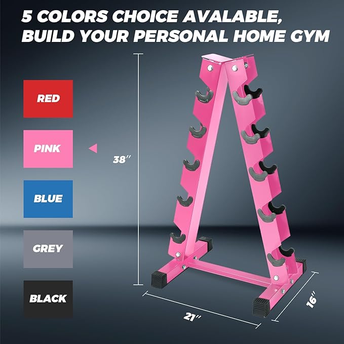 RitFit 250LB/300LB Rubber Hex Dumbbell Sets with Weights Rack, Multiple Color Choices Available, Great Gym Equipment for Home, Strength Training, Workouts