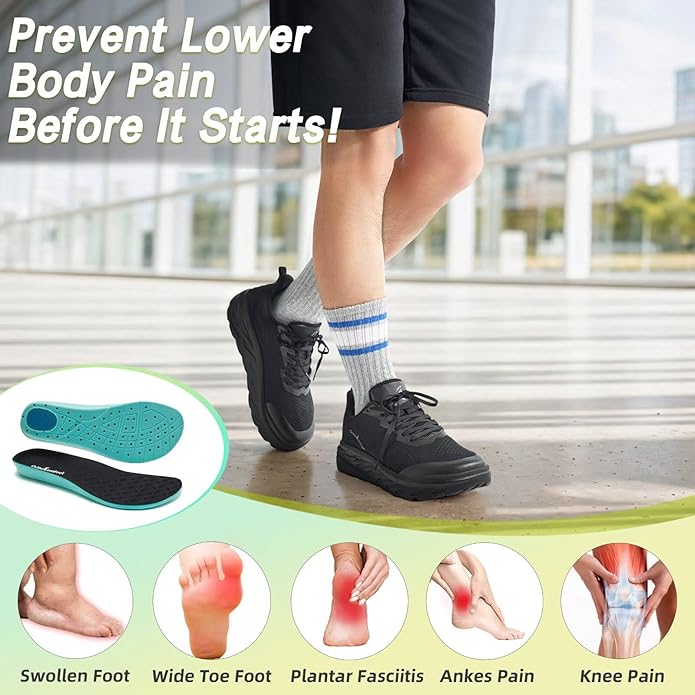 OrthoComfoot Orthopedic Diabetic Men's Wide Shoes: Comfortable Arch Support Running Sneakers, Plantar Fasciitis Wide Toe Box Work Tennis Outdoor Walking Shoes for Swollen Feet, Heel Pain