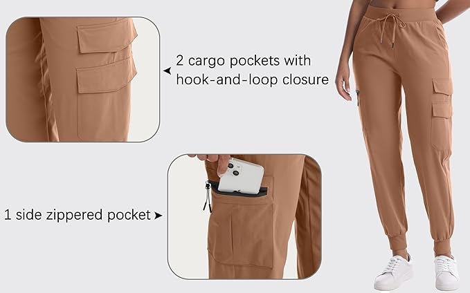 Women's Hiking Pants with Pockets Water Resistant Lightweight Quick Dry Cargo Pants for Travel Outdoor