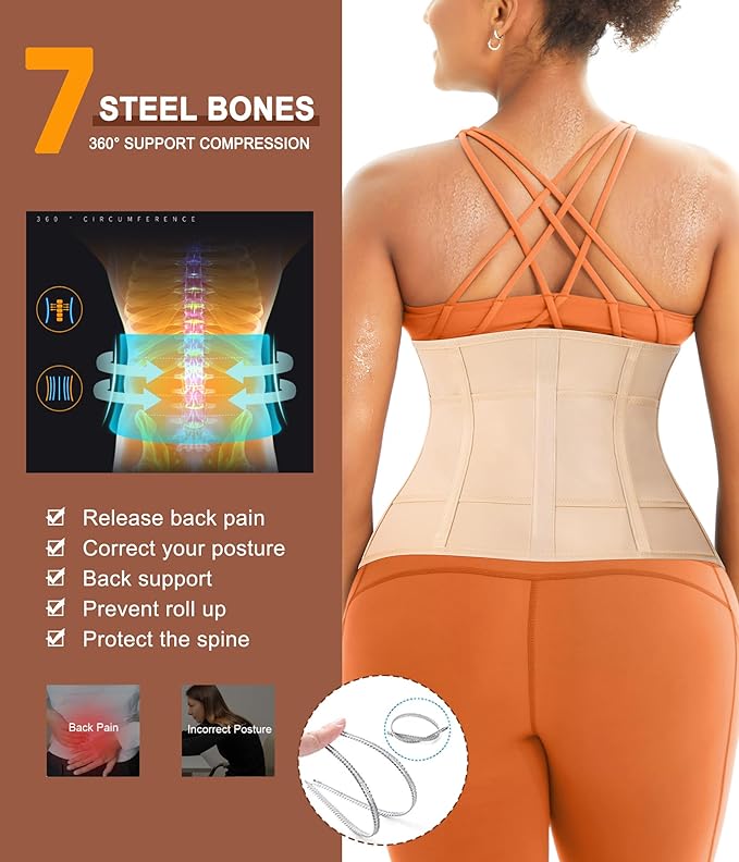 TrainingGirl Waist Trainer for Women Belly Working Out Trimmer Corset Sauna Sweat Belt Band Stomach Wrap Body Shaper Fajas
