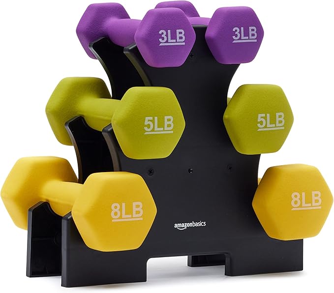 Amazon Basics Neoprene Dumbbell Hand Weights for Exercise and Muscle Toning