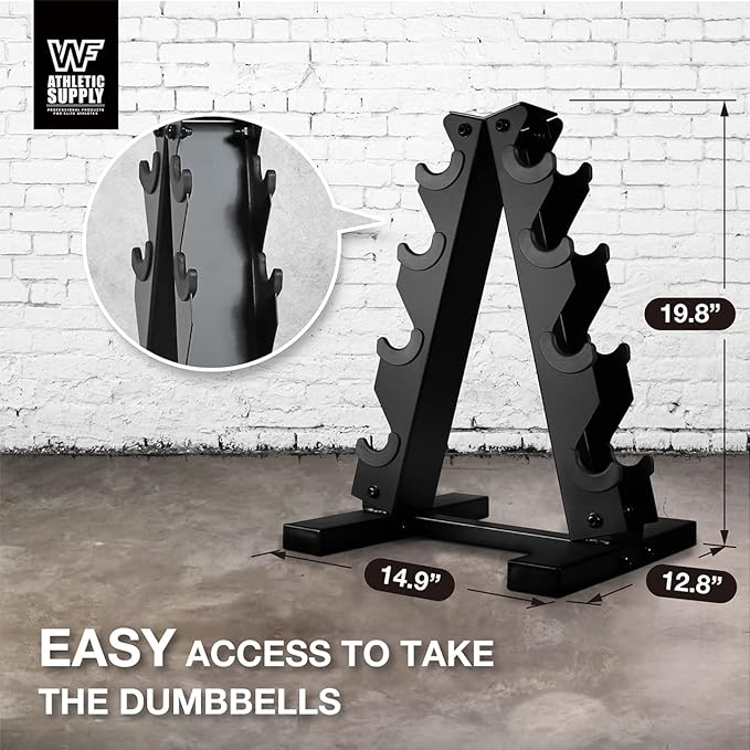 WF Athletic Supply Rubber Encased Hex Dumbbells with Rubber Grip Contoured Handle for Muscle Toning, Strength Building & Full Body Workout