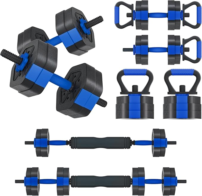 VIVITORY Dumbbell Sets Adjustable Weights, Free Weights with Connector, Non-Rolling Adjustable Dumbbell Set, Barbell for Home Gym, Hexagon, Cement Mixture