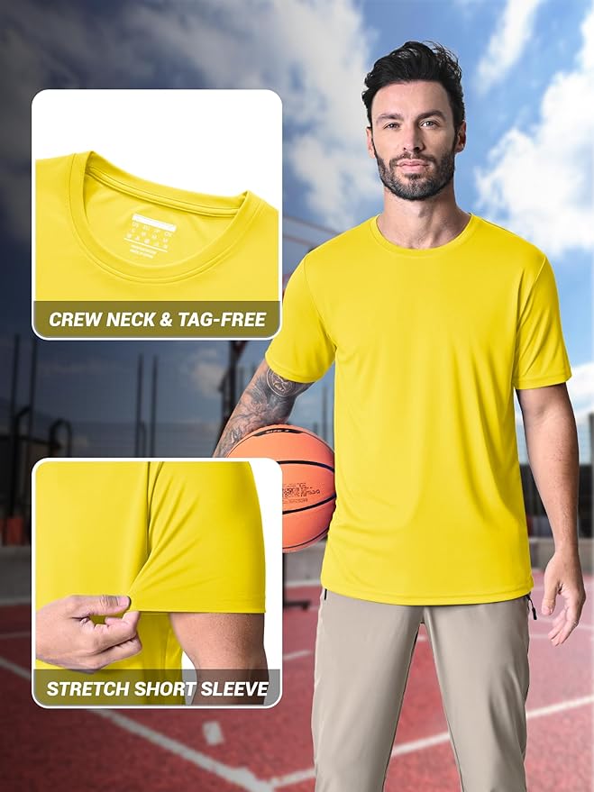 MAGCOMSEN Men's Short Sleeve UPF 50+ T-Shirt Quick Dry Rash Guard Athletic Running Swim Top Tee Performance Water Shirts