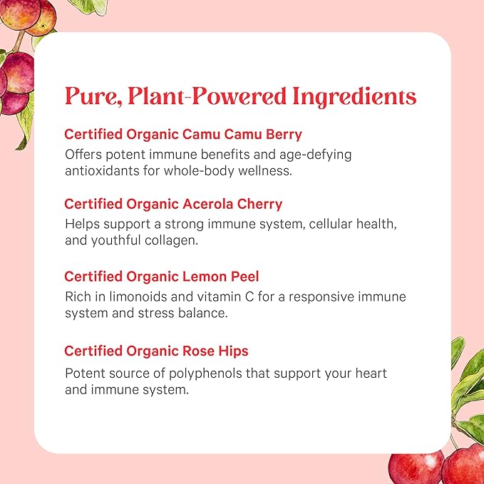 Pure Synergy Pure Radiance C | Organic Vitamin C Powder | 100% Natural, Whole Food, Non-GMO Supplement with Camu Camu Extract | for Immune and Collagen Support (4 oz Powder)