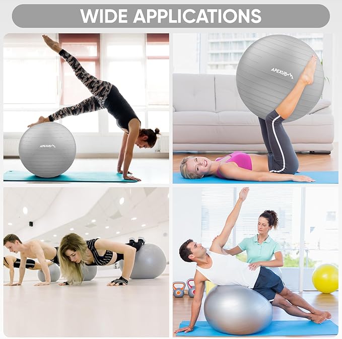 APEXUP Yoga & Pilates Ball - Anti Slip Heavy Duty Gym Ball for Fitness, Balance & Core Workout