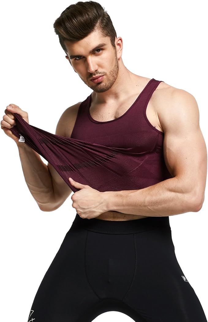 GKVK Mens Slimming Body Shaper Vest Shirt Abs Abdomen Slim