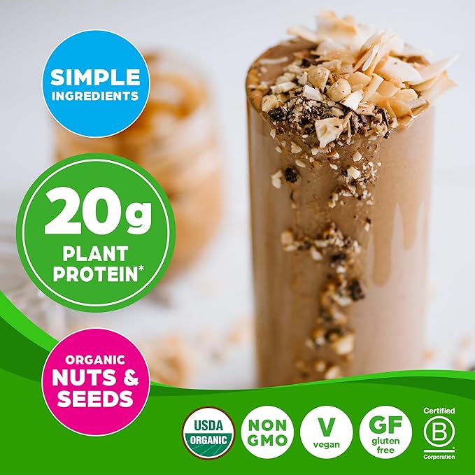 Orgain Organic Simple Vegan Protein Powder, Peanut Butter - 20g Plant Based Protein, With less Ingredients, No Artificial Sweeteners, Gluten Free, No Dairy or Lactose, 1.25 lb (Packaging May Vary)