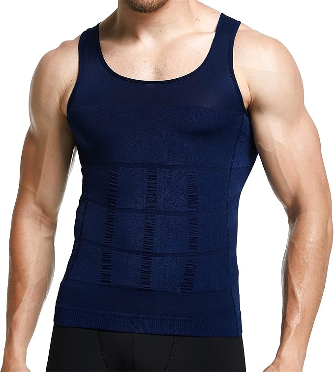 GKVK Mens Slimming Body Shaper Vest Shirt Abs Abdomen Slim