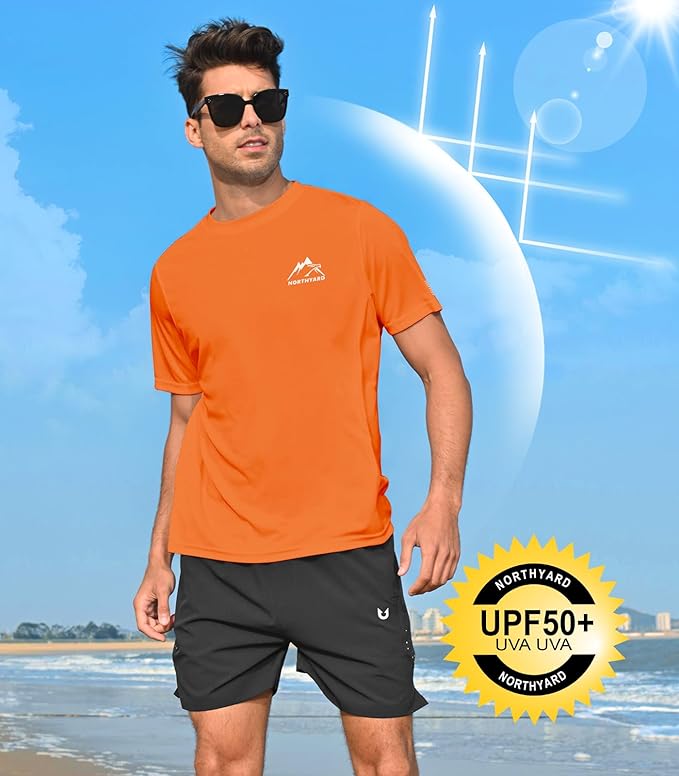 NORTHYARD Men's UPF 50+ Sun Protection Shirts Swim SPF UV Quick Dry Short Sleeve T-Shirts for Athletic Fishing Rash Guard