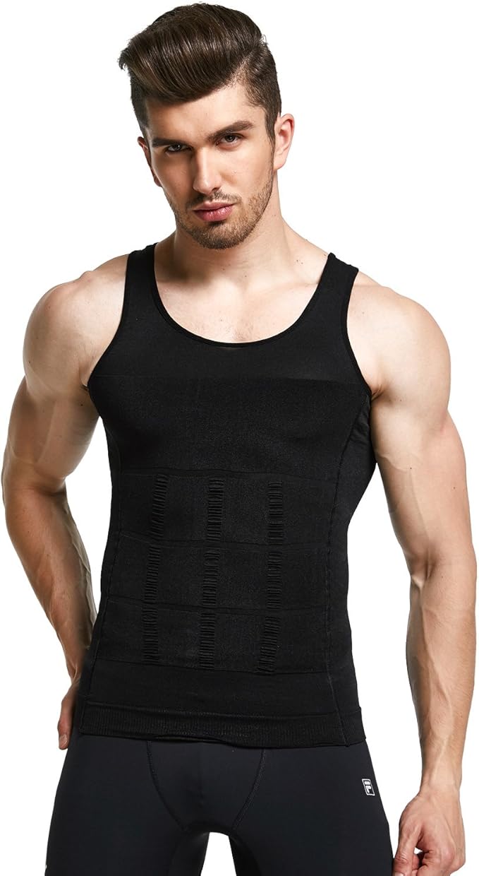 GKVK Mens Slimming Body Shaper Vest Shirt Abs Abdomen Slim