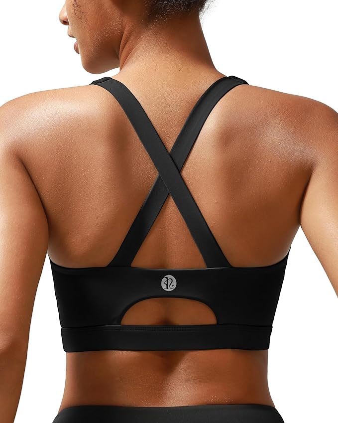 RUNNING GIRL Sports Bra for Women High Support Molded Cup Strappy Running Sports Bras with Sewn in Pads