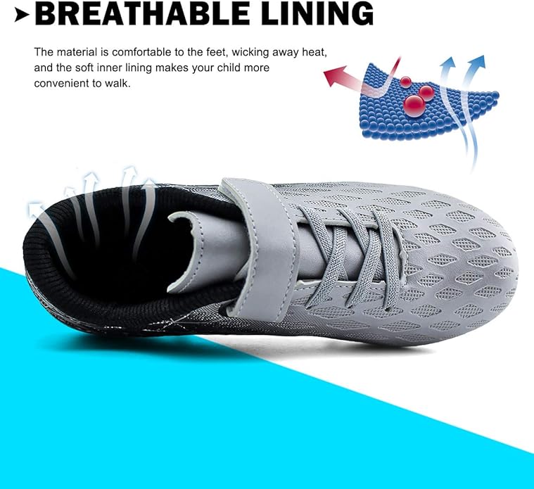 brooman Kids Firm Ground Soccer Cleats Boys Girls Athletic Outdoor Football Shoes