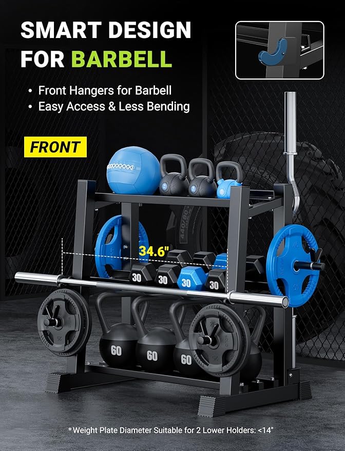 YOLEO Dumbbell Rack - 3 Tier & 5 Tier Compact Weight Rack for Dumbbell, Kettlebell, Barbell, Heavy Duty Weight Storage Organizer, Space-Saving Dumbbell Storage Stand Holder for Home Gym - 1100LBS Capacity (Rack Only)