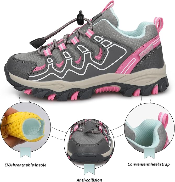Kids Boys Running Shoes Waterproof Non-Slip Breathable Low-Top Outdoor Hiking Walking Sneakers (Little/Big Kids)