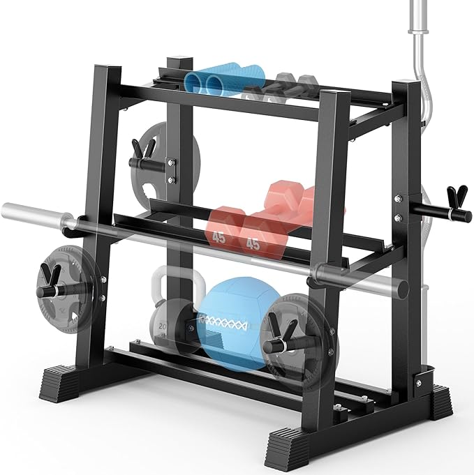 YOLEO Dumbbell Rack - 3 Tier & 5 Tier Compact Weight Rack for Dumbbell, Kettlebell, Barbell, Heavy Duty Weight Storage Organizer, Space-Saving Dumbbell Storage Stand Holder for Home Gym - 1100LBS Capacity (Rack Only)