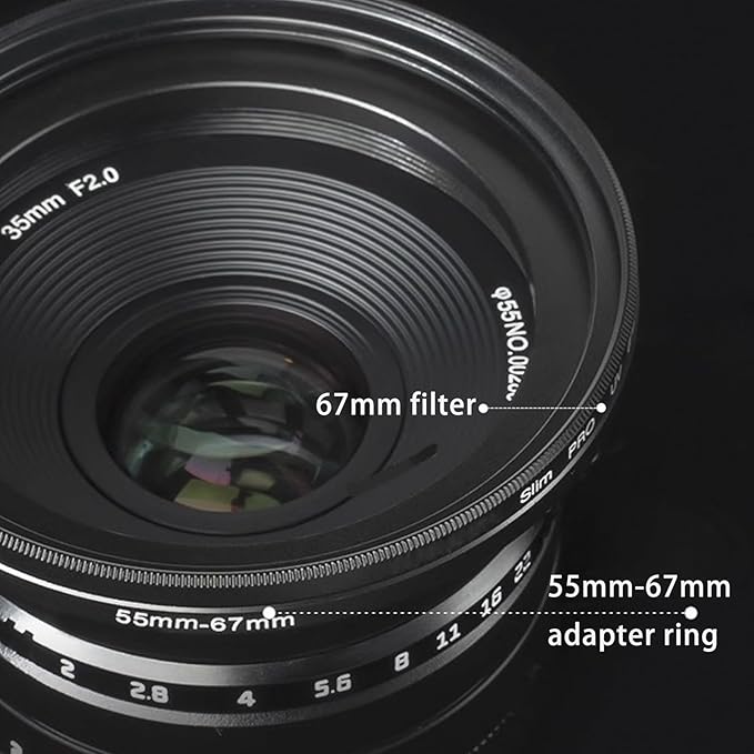 72mm Lens to 55mm Camera Lens Adapter 72mm to 55mm Step Down Ring Adapter Ring for All Brands of UV ND CPL, with Premium Lens Wiping Cloth 2 Pack (72mm-55mm)