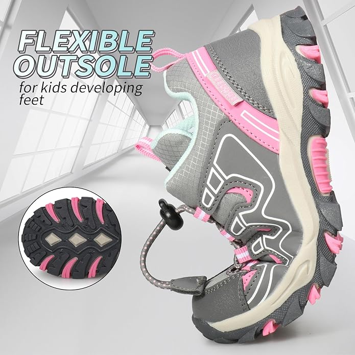 Kids Boys Running Shoes Waterproof Non-Slip Breathable Low-Top Outdoor Hiking Walking Sneakers (Little/Big Kids)