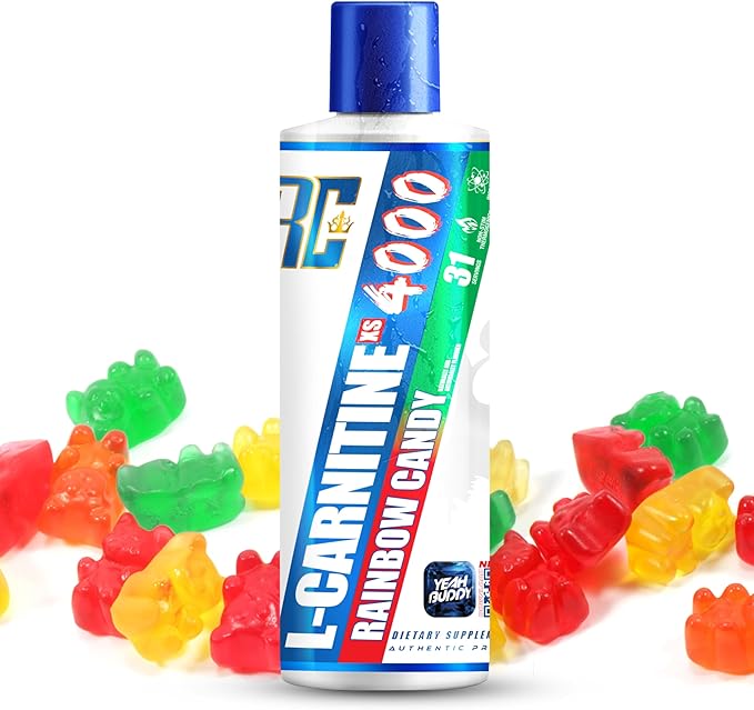 Ronnie Coleman Signature Series L Carnitine XS 4000 Liquid, Stimulant Free, Sugar Free, Zero Carbs, Lean Muscle Strength Support for Men & Women, 16 Oz (16 oz, Rainbow Candy (4000))