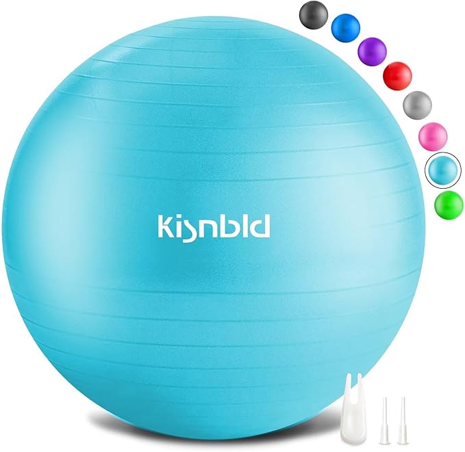 Exercise Ball, Extra Thick Yoga Ball for Workout Pregnancy Stability, 4 Sizes Anti-Burst Balance Ball with Foot Pump - Heavy Duty Fitness Ball Chair for Office, Home & Gym