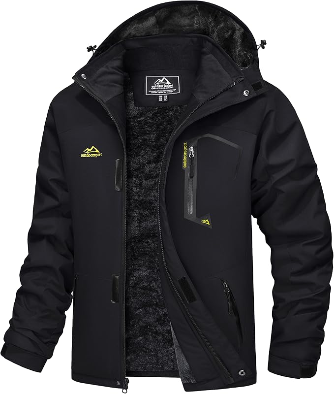 MAGCOMSEN Men's Winter Coats Water Resistant Ski Snow Jacket Warm Fleece Jacket Parka Raincoats With Multi-Pockets