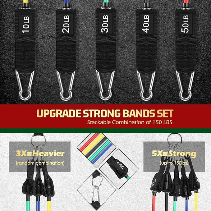 VEICK Resistance Bands, Exercise Bands, Workout Bands, Resistance Bands for Working Out with Handles for Men and Women, Exercising Bands for Fitness Weights Work Out at Home