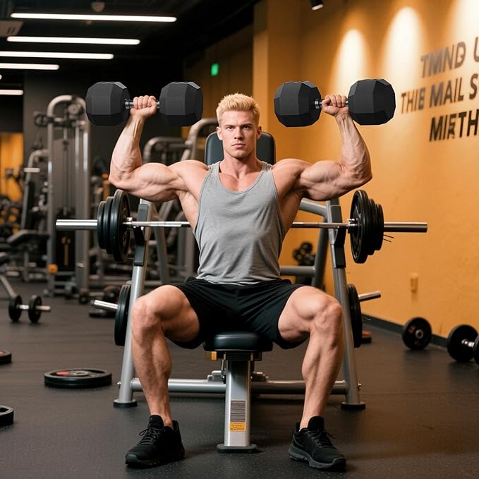 Rubber Coated Hex Dumbbell Weight Set, Multiple Sizes Exercise & Fitness Dumbbells,100LB Set,110LB Set,200LB,350LB,450LB,550LB, 35-50Lbs Pairs for Muscle Toning, Strength Building & Full Body Workout