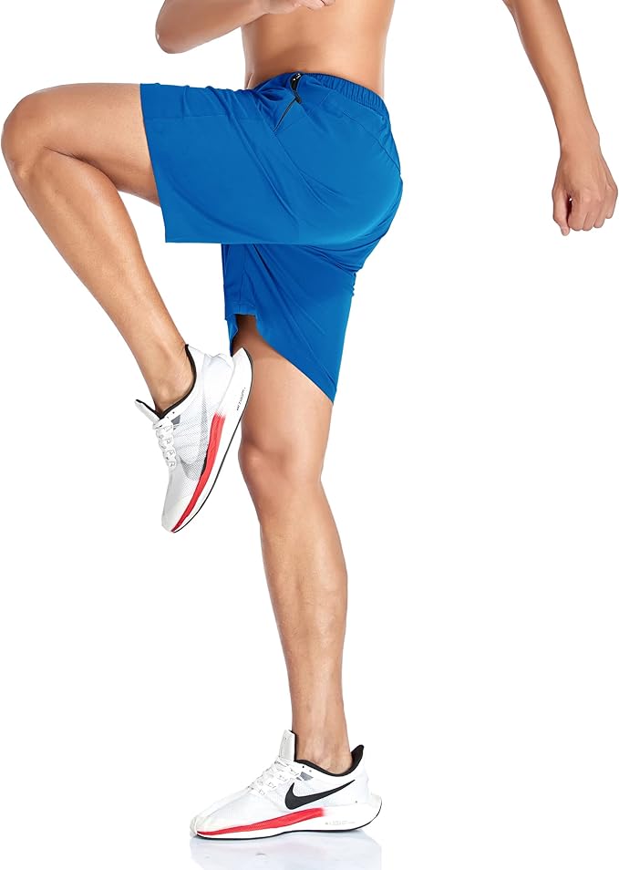 Men's Gym Shorts Sports Quick Dry Workout Running or Casual Training Short with Zipper Pockets