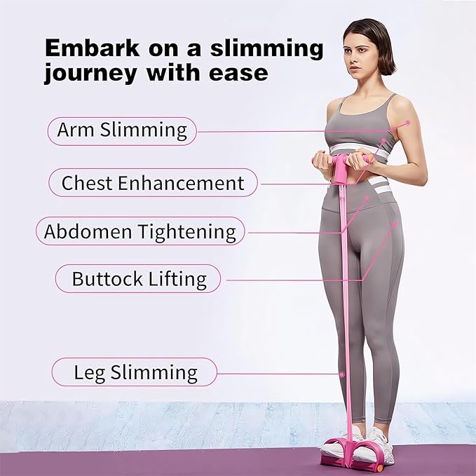 21 Fitness Resistance Bands-4 Tube Pedal Ankle Puller - 2023 New Sit up Leg Stretch Rope Exercise Bands with Handles, Stretching Workout Fitness Bands for Arm Weights Exercise Equipment