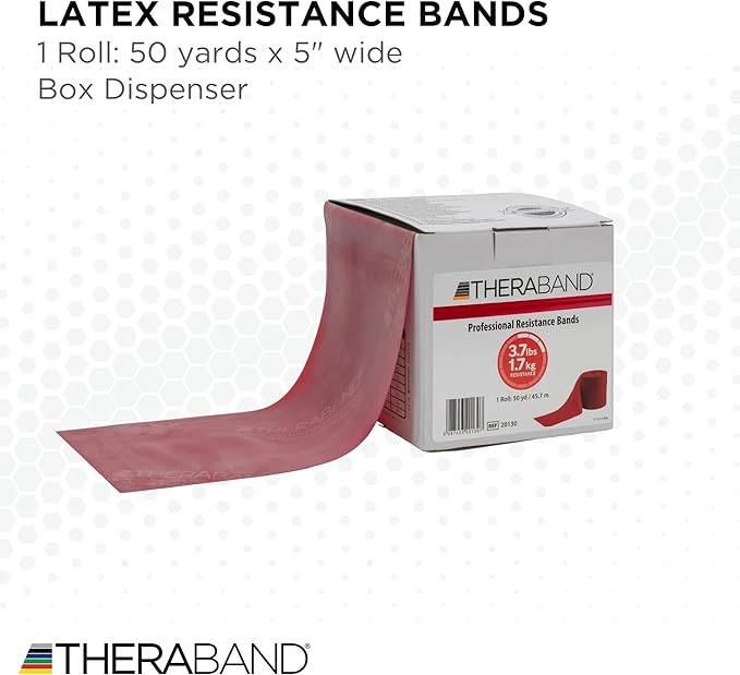 THERABAND Resistance Bands, 50 Yard Roll Professional Latex Elastic Fitness Band For Upper & Lower Body & Core Exercise, Physical Therapy, Pilates, Yoga, Stretching, Home Workouts, & Rehab