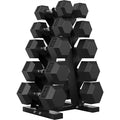 Hex Dumbbell Sets with Rack, 60-550 lb Rubber Encased Exercise & Fitness Dumbbells Set with Rack Option, Hand Weight for Strength Training, Weight Dumbbells