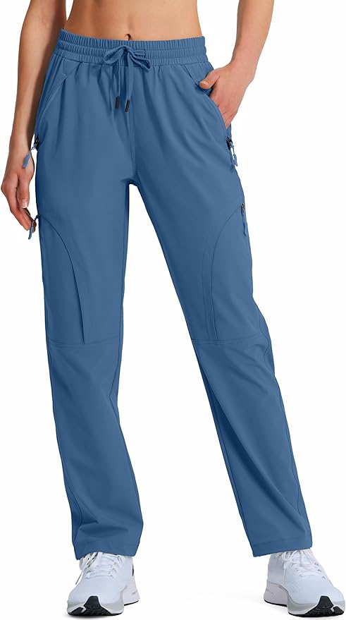 Women's Hiking Pants Quick Dry Lightweight Cargo Pants UPF 50 Water Resistant Zipper Pockets for Golf Travel Work Camping