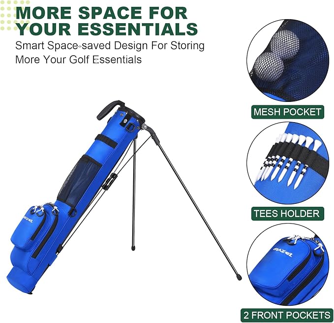 MAZEL Lightweight Golf Bag for Men – Easy to Carry Golf Clubs Bag with Shoulder Strap,Pitch n Putt Golf Stand Bag for Driving Range,Par 3 and Executive Courses - Fit Up to 8 Clubs