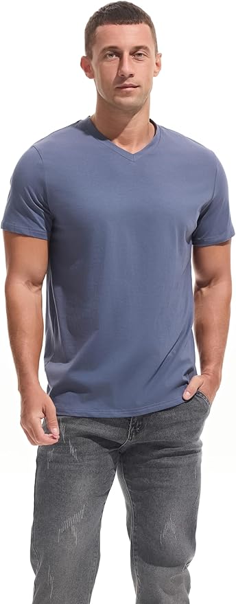 VEIISAR Premium V Neck T Shirts for Men - Modern Fitted Tees Vneck Undershirts