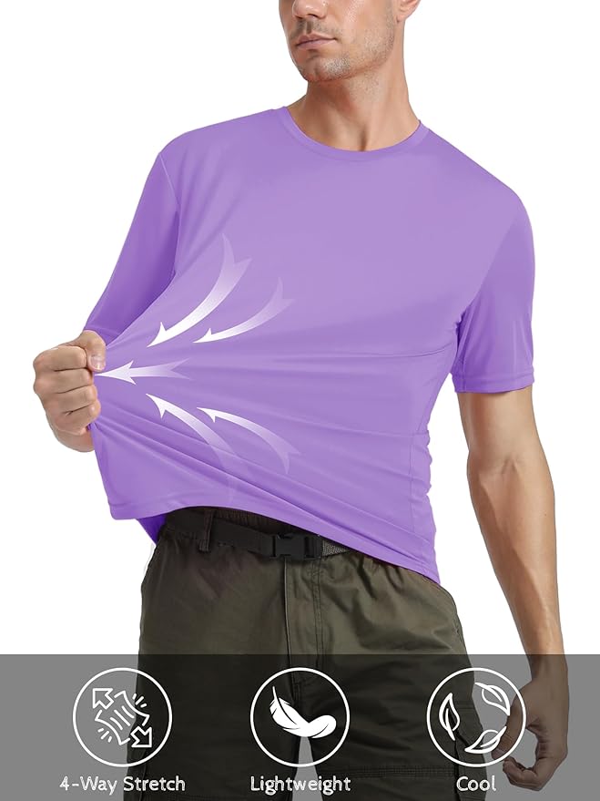 MAGCOMSEN Men's Short Sleeve UPF 50+ T-Shirt Quick Dry Rash Guard Athletic Running Swim Top Tee Performance Water Shirts