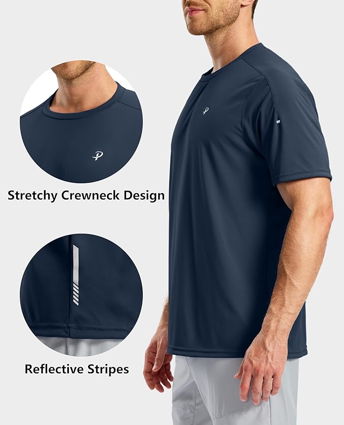 Pudolla Men's Workout Running T-Shirts Lightweight Quick Dry Athletic Gym Shirts for Men Short Sleeve Sport Tee Tops