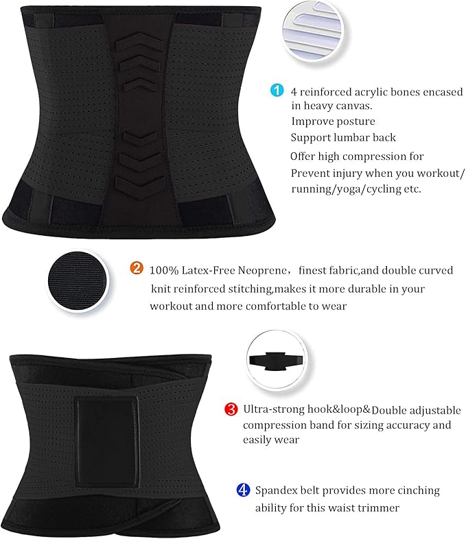 VENUZOR Waist Trainer Belt for Women - Waist Cincher Trimmer - Slimming Body Shaper Belt - Sport Girdle Belt (UP Graded)