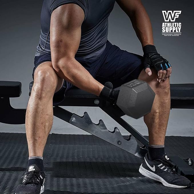 WF Athletic Supply Cast Iron Solid Hexagon Gray/Black Dumbbells, Strength Training Free Weights Set of 2 for Women and Men, Hand Weights Sold by Pairs, Multi-Select Size Options Available