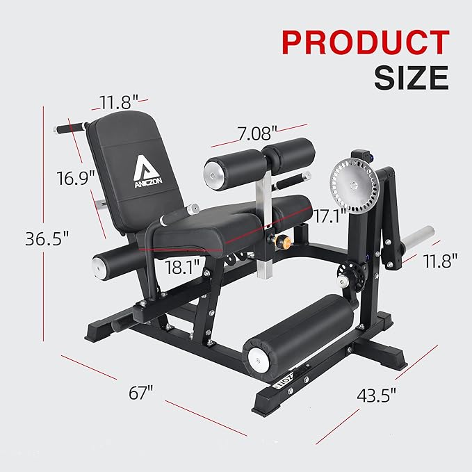 ANICZON Leg Extension and Curl Machine, Leg Rotary Extension for Thigh with Adjustable Seat & Backrest, Lower Body Leg Machine with Plate Loaded for Home Gym