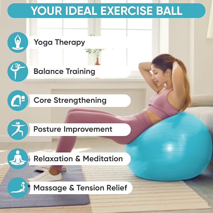 APEXUP Yoga & Pilates Ball - Anti Slip Heavy Duty Gym Ball for Fitness, Balance & Core Workout